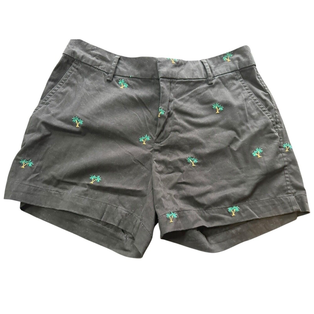 Jones New York Black Embroidered Palm Tree Cotton Stretch Shorts Women's Size 6